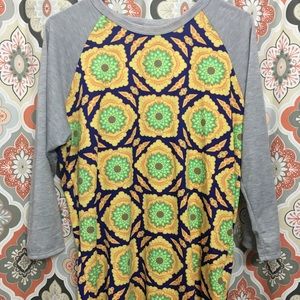 Large Lularoe Randy Yellow Medallion Print